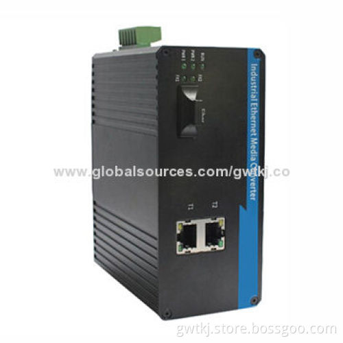 Industrial Ethernet media converter, IP40 protection and -40 - 85°C operating temperature